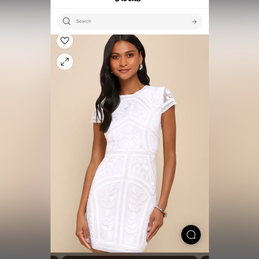 Lulu’s White Sequin Embroidered Bodycon Dress